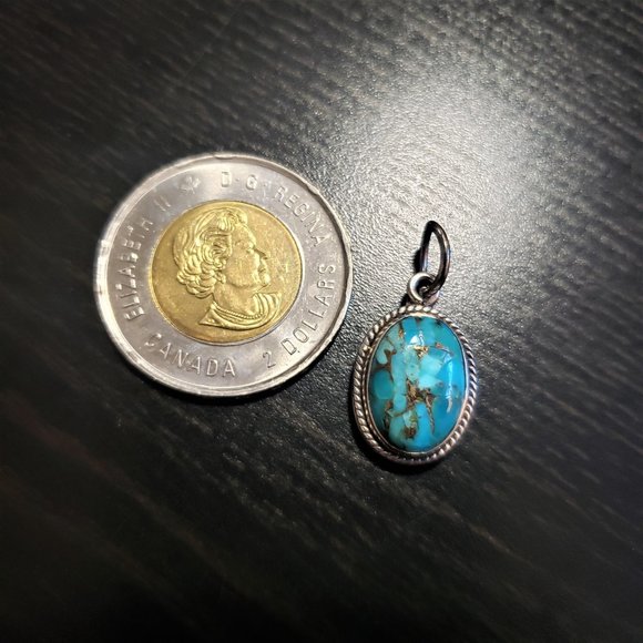 925 silver pendant with a turquoise cabochon. - Picture 4 of 5